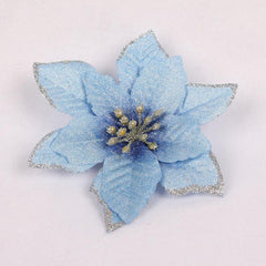 20pcs Glitter Poinsettia Flowers Christmas Tree Ornament DIY Decoration