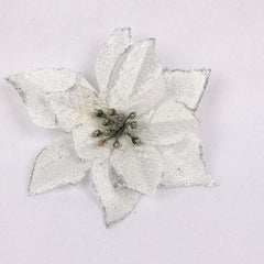20pcs Glitter Poinsettia Flowers Christmas Tree Ornament DIY Decoration