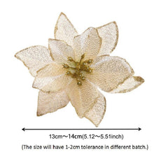 20pcs Glitter Poinsettia Flowers Christmas Tree Ornament DIY Decoration