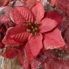 20pcs Glitter Poinsettia Flowers Christmas Tree Ornament DIY Decoration