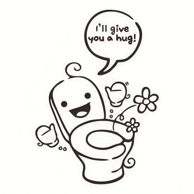 Toilet Print Decal Self Adhesive Wall Sticker Bathroom Decor