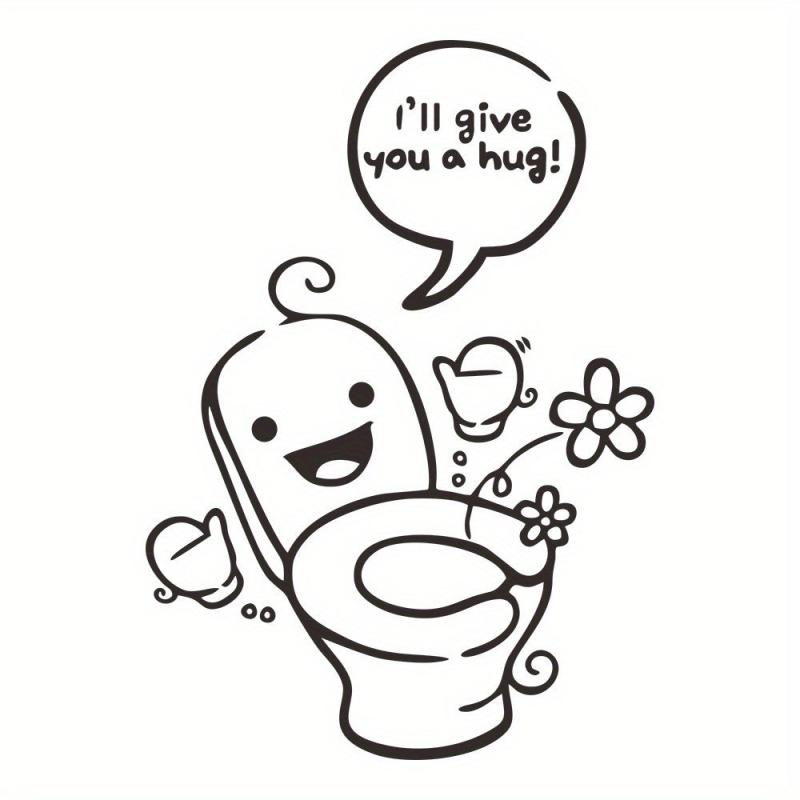Toilet Print Decal Self Adhesive Wall Sticker Bathroom Decor