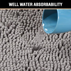 Thick Gray Non-slip Bath Mat Plush Absorbent Floor Rug