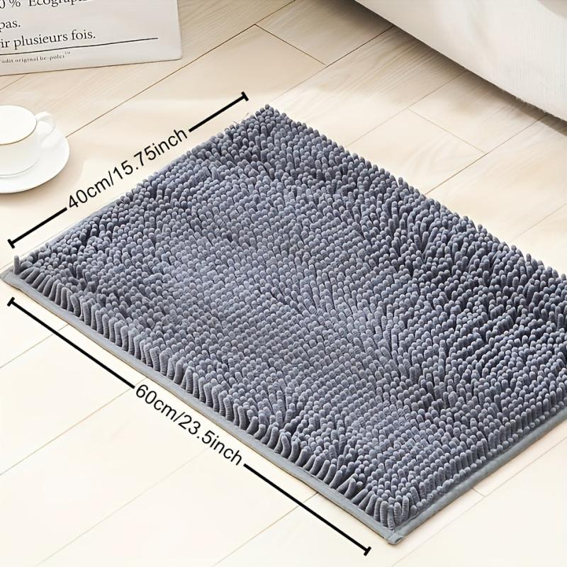 Thick Gray Non-slip Bath Mat Plush Absorbent Floor Rug