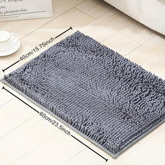 Thick Gray Non-slip Bath Mat Plush Absorbent Floor Rug