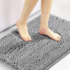 Thick Gray Non-slip Bath Mat Plush Absorbent Floor Rug