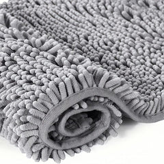 Thick Gray Non-slip Bath Mat Plush Absorbent Floor Rug