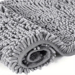 Thick Gray Non-slip Bath Mat Plush Absorbent Floor Rug