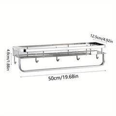 Wall Mounted Bathroom Storage Rack No Drilling Stainless