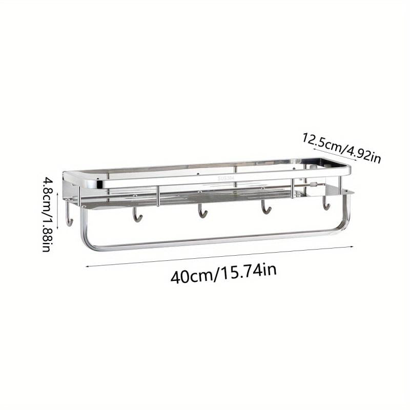 Wall Mounted Bathroom Storage Rack No Drilling Stainless
