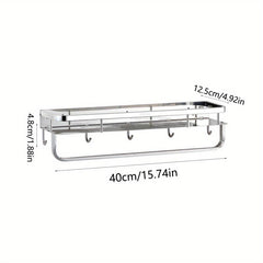 Wall Mounted Bathroom Storage Rack No Drilling Stainless