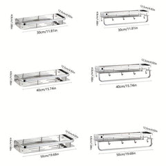 Wall Mounted Bathroom Storage Rack No Drilling Stainless