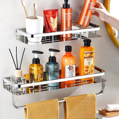 Wall Mounted Bathroom Storage Rack No Drilling Stainless