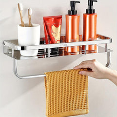 Wall Mounted Bathroom Storage Rack No Drilling Stainless