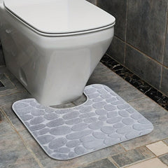 Anti Slip Flannel Bath Rug with U Shape for Comfortable Bathing