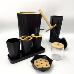 8pcs Bathroom Accessories Set Toothbrush Holder Soap Dispenser Trash Can Toilet