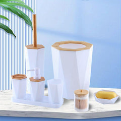8pcs Bathroom Accessories Set Toothbrush Holder Soap Dispenser Trash Can Toilet