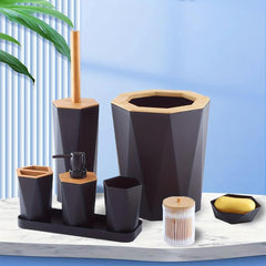8pcs Bathroom Accessories Set Toothbrush Holder Soap Dispenser Trash Can Toilet