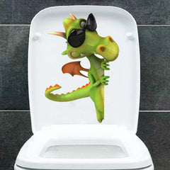 Dinosaur Toilet Stickers Funny Sunglasses Wall Decor