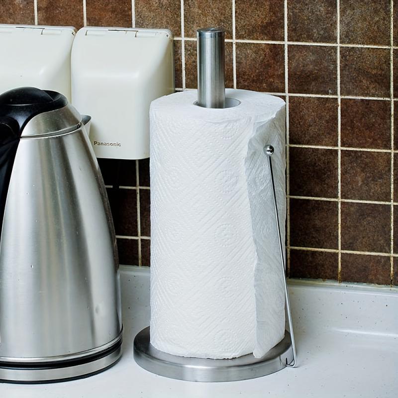 Stainless Steel Vertical Roll Paper Holder Desktop Napkin Organizer
