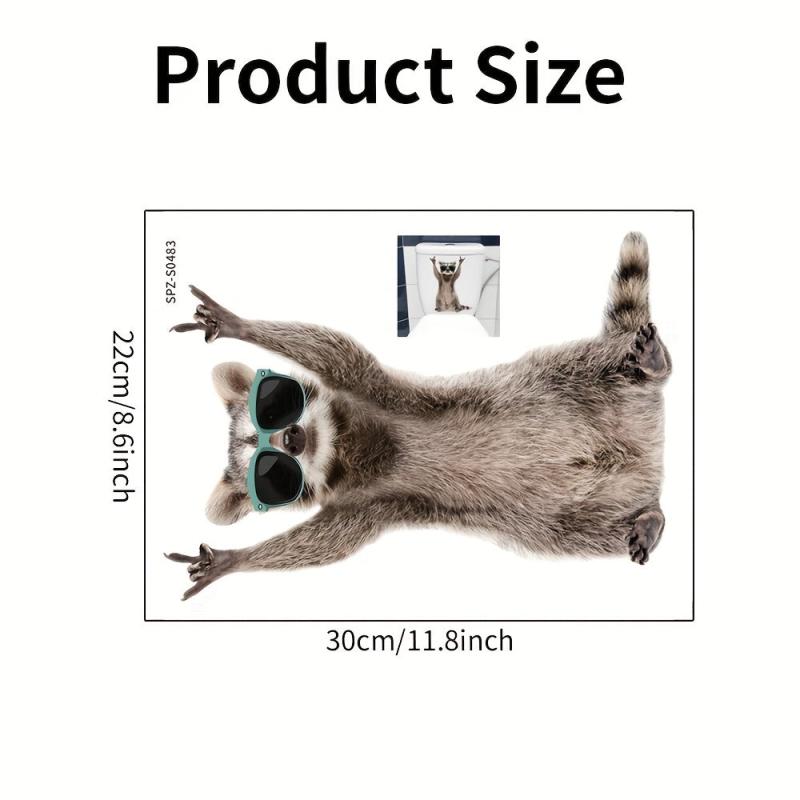 Funny Raccoon Toilet Lid Sticker Self Adhesive Bathroom Decor