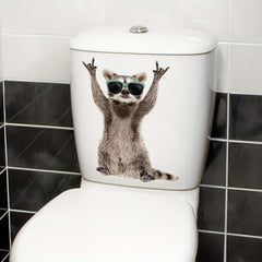 Funny Raccoon Toilet Lid Sticker Self Adhesive Bathroom Decor