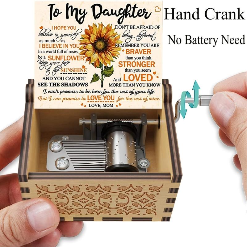Sunflower Engraved Music Box You Are My Sunshine from Mom to Daughter