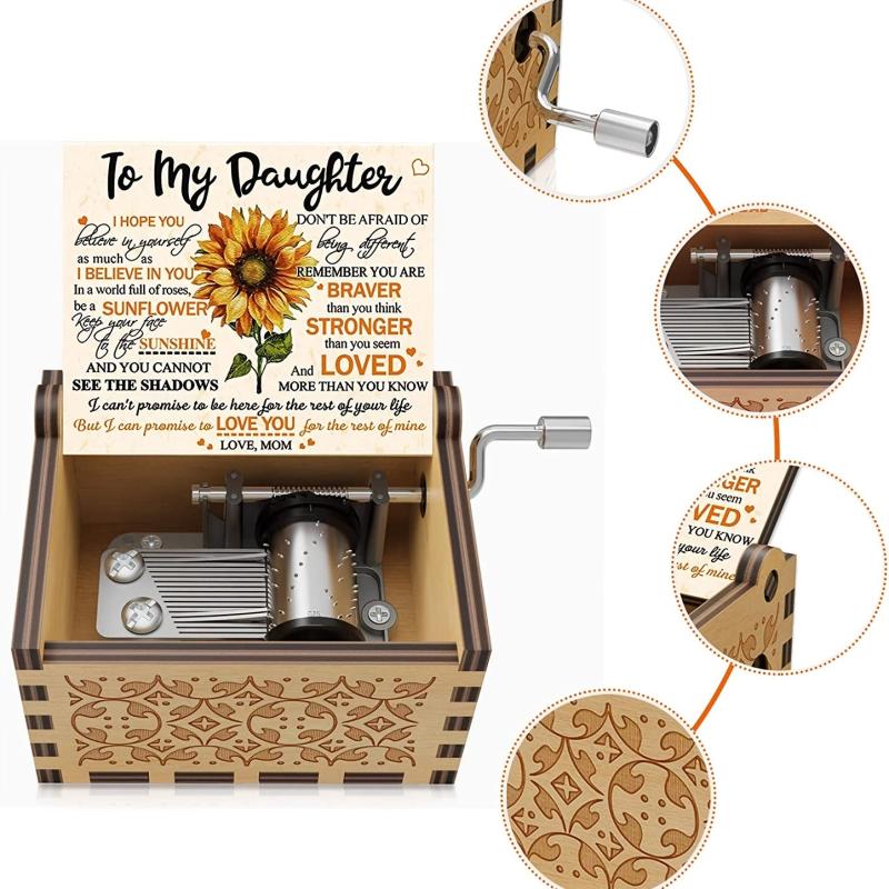 Sunflower Engraved Music Box You Are My Sunshine from Mom to Daughter