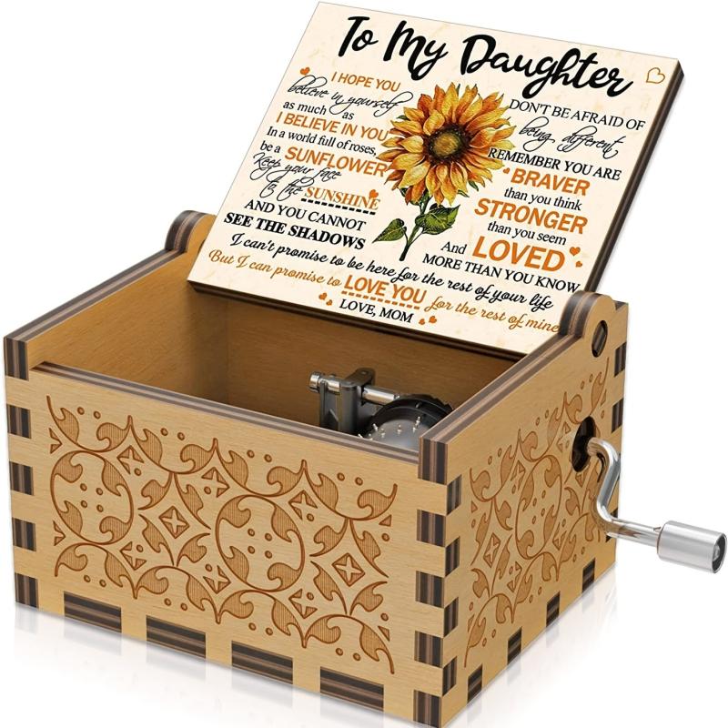 Sunflower Engraved Music Box You Are My Sunshine from Mom to Daughter