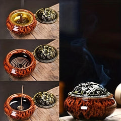 Ceramic Incense Burner & Cone Holder for Home Office Yoga Meditation