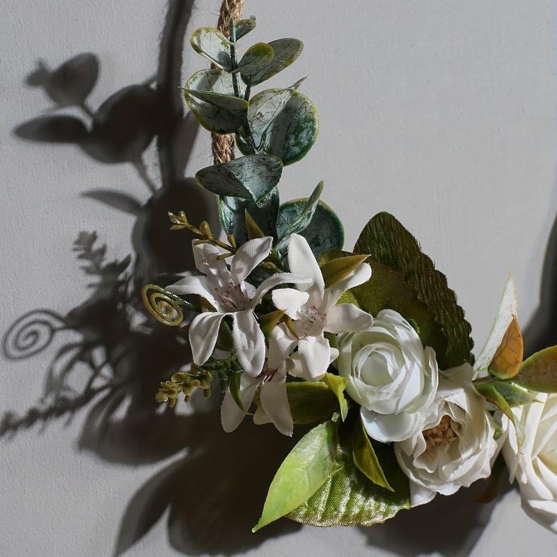 Elegant Floral Hoop Wreath for Front Door or Wedding Backdrop