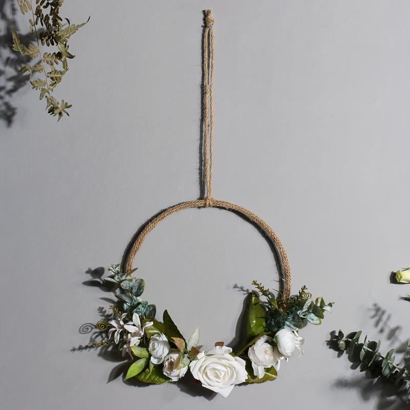 Elegant Floral Hoop Wreath for Front Door or Wedding Backdrop