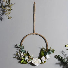 Elegant Floral Hoop Wreath for Front Door or Wedding Backdrop