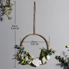 Elegant Floral Hoop Wreath for Front Door or Wedding Backdrop