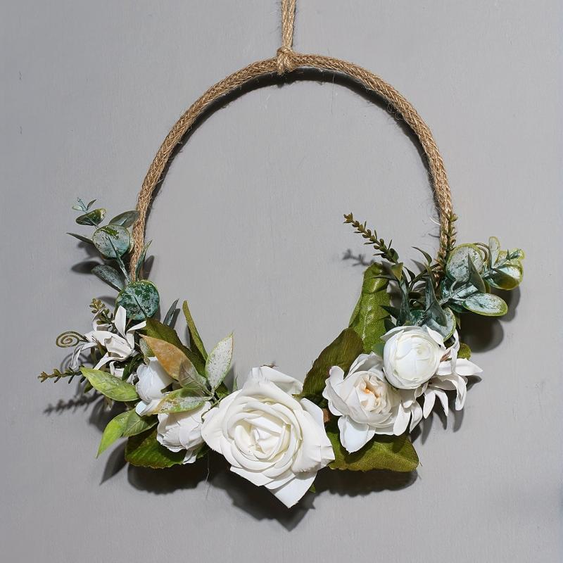 Elegant Floral Hoop Wreath for Front Door or Wedding Backdrop