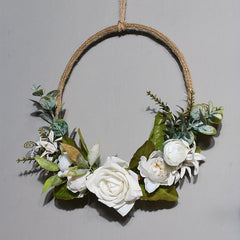 Elegant Floral Hoop Wreath for Front Door or Wedding Backdrop
