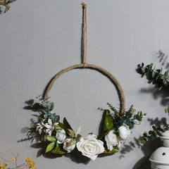 Elegant Floral Hoop Wreath for Front Door or Wedding Backdrop