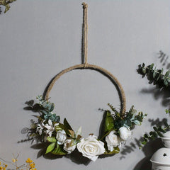 Elegant Floral Hoop Wreath for Front Door or Wedding Backdrop
