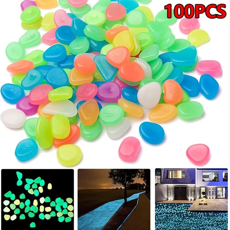 Glow In The Dark Rocks Decorative Luminous Pebbles 100pcs