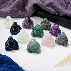 Hand Carved Buddha Statue Healing Crystal Decoration Gemstone Buddha Statue