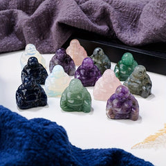 Hand Carved Buddha Statue Healing Crystal Decoration Gemstone Buddha Statue