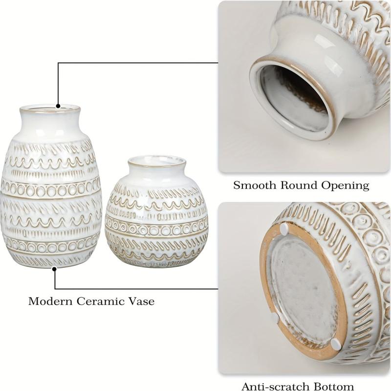 Ceramic Boho Vase for Home Decor - Fireplace/Table Shelf Decoration