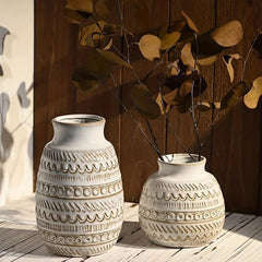 Ceramic Boho Vase for Home Decor - Fireplace/Table Shelf Decoration