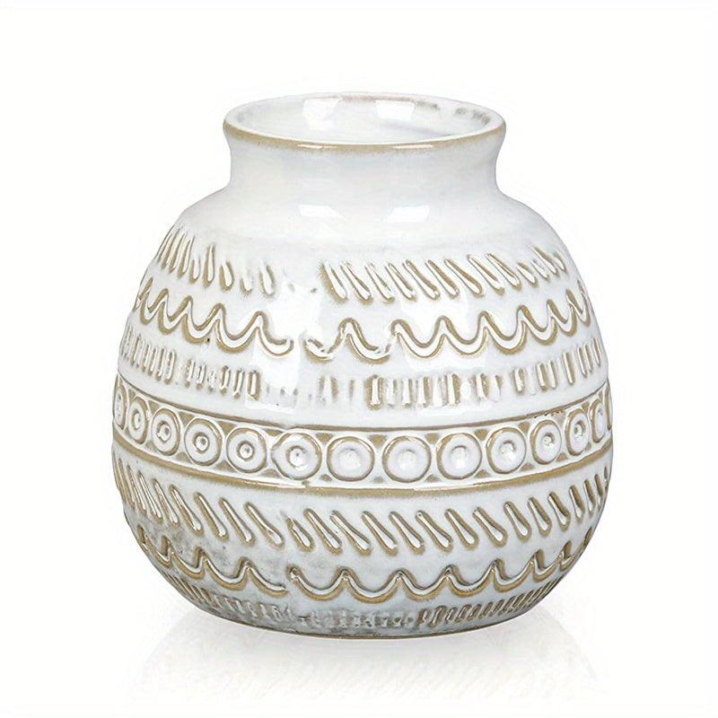 Ceramic Boho Vase for Home Decor - Fireplace/Table Shelf Decoration