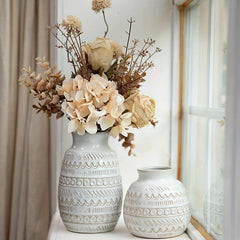 Ceramic Boho Vase for Home Decor - Fireplace/Table Shelf Decoration