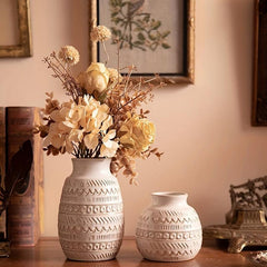 Ceramic Boho Vase for Home Decor - Fireplace/Table Shelf Decoration