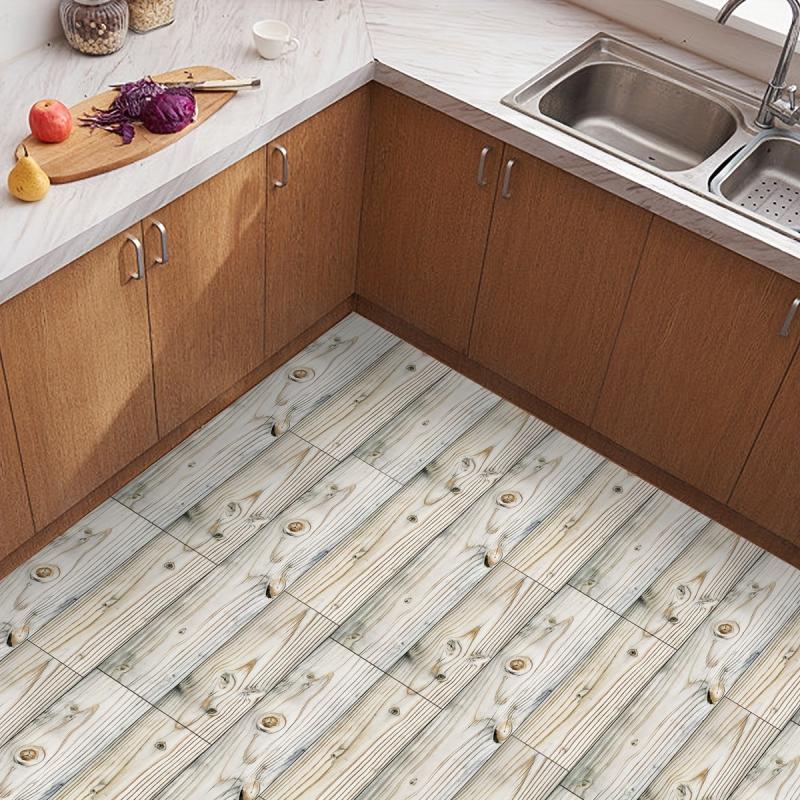 Wood Grain Floor Stickers Thick PVC Base Waterproof Anti-slip Tile Stickers