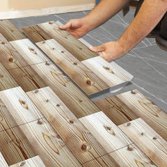 Wood Grain Floor Stickers Thick PVC Base Waterproof Anti-slip Tile Stickers