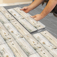 Wood Grain Floor Stickers Thick PVC Base Waterproof Anti-slip Tile Stickers