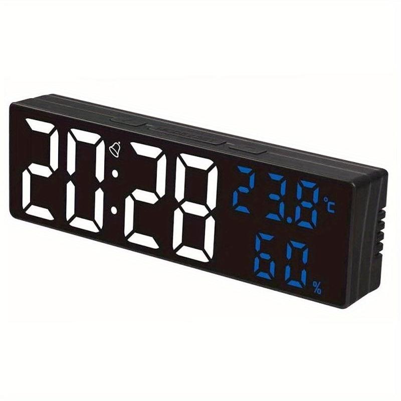 9 Inch Acrylic Digital Wall Clock with Temperature and Humidity Display